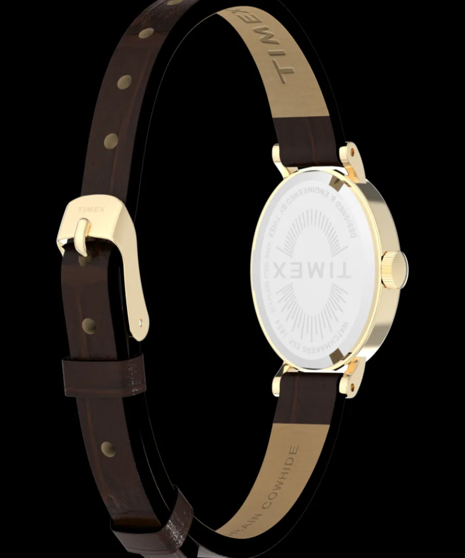 Women Timex Small*Cavatina 19mm Leather Strap Watch