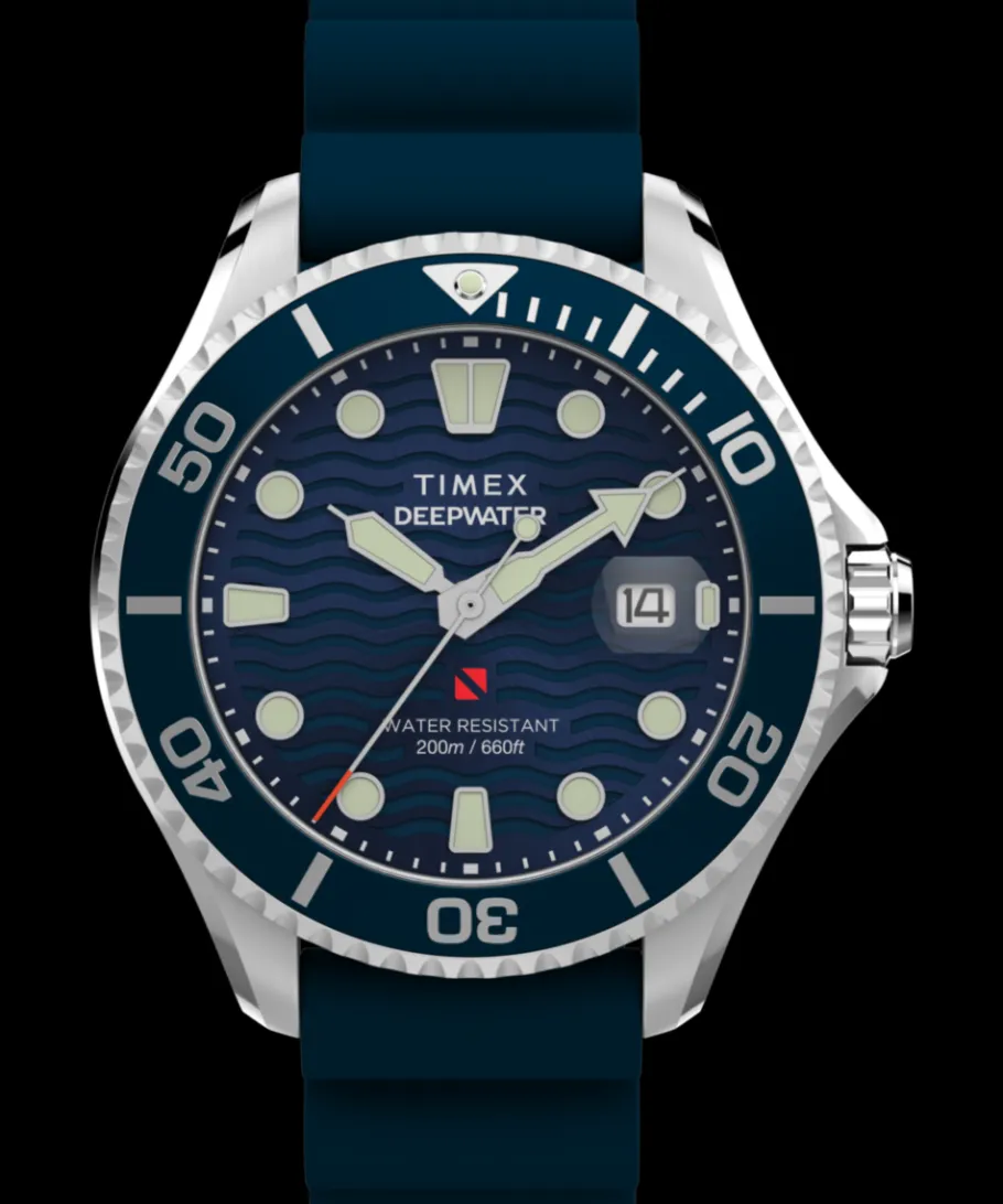 Timex Diver Inspired|Father's Day Gifts*Deepwater Meridian 200 44mm Synthetic Rubber Strap Watch