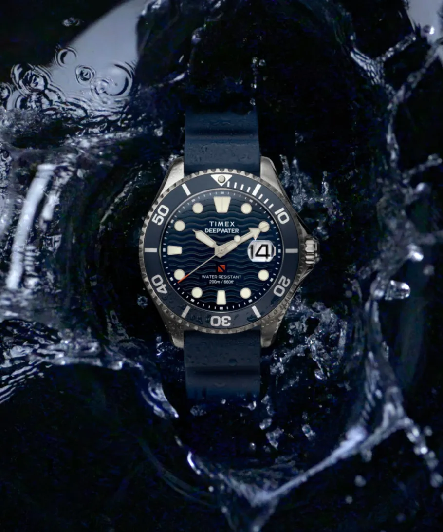 Timex Diver Inspired|Father's Day Gifts*Deepwater Meridian 200 44mm Synthetic Rubber Strap Watch