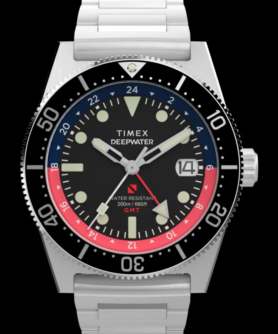 Timex Stainless Steel|Diver Inspired*Deepwater Reef 200 GMT 41mm Stainless Steel Bracelet Watch