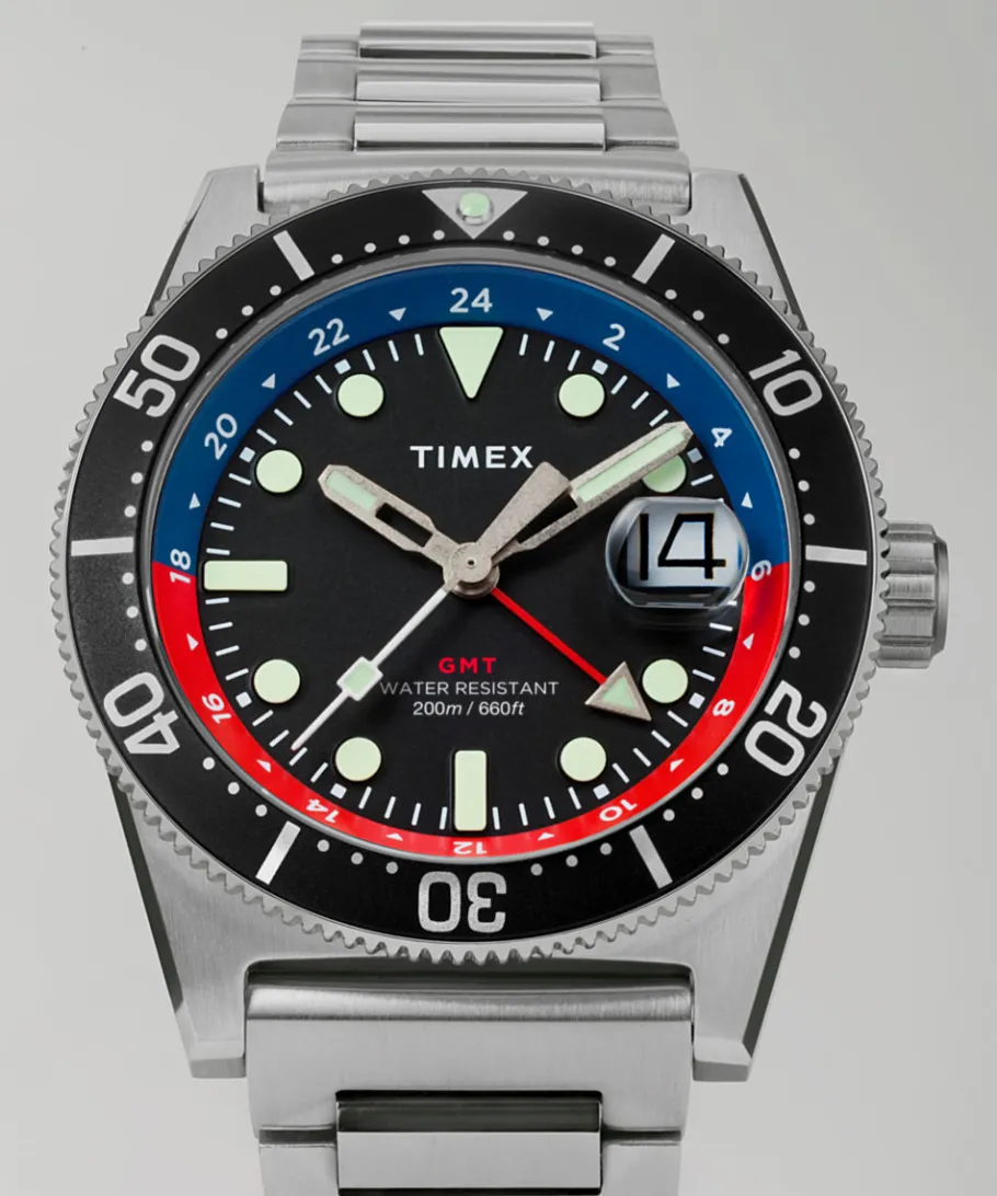 Timex Stainless Steel|Diver Inspired*Deepwater Reef 200 GMT 41mm Stainless Steel Bracelet Watch