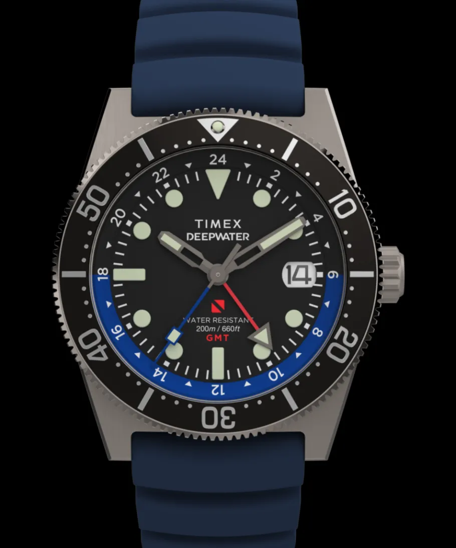 Timex Diver Inspired|Father's Day Gifts*Deepwater Reef 200 GMT 41mm Synthetic Rubber Strap Watch