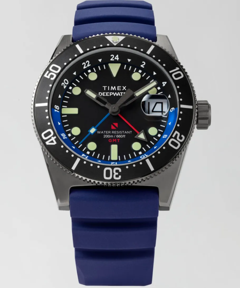 Timex Diver Inspired|Father's Day Gifts*Deepwater Reef 200 GMT 41mm Synthetic Rubber Strap Watch