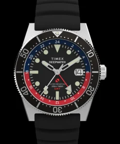 Timex Diver Inspired|Black Watches*Deepwater Reef 200 GMT 41mm Synthetic Rubber Strap Watch