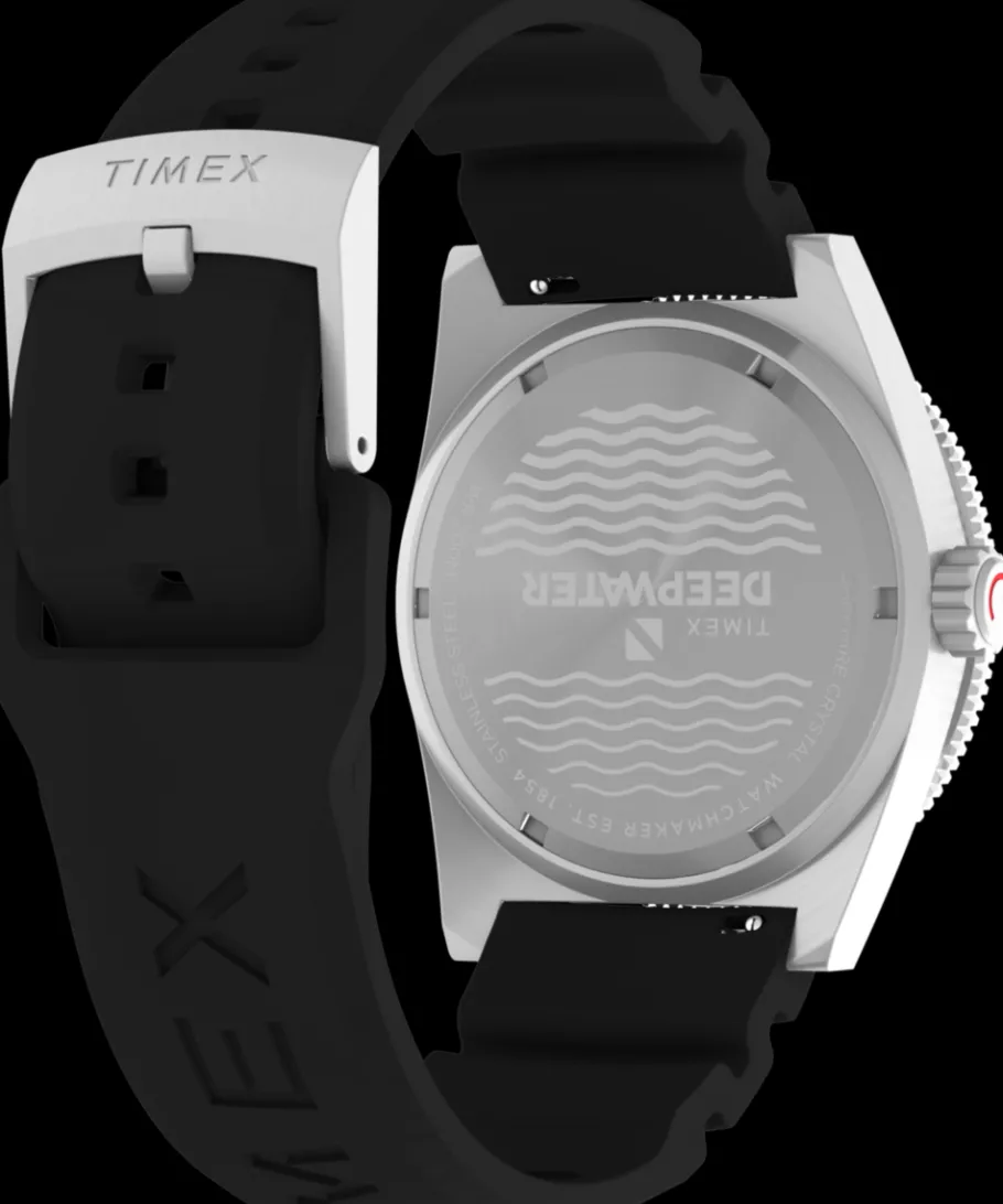 Timex Diver Inspired|Black Watches*Deepwater Reef 200 GMT 41mm Synthetic Rubber Strap Watch