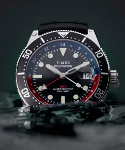 Timex Diver Inspired|Black Watches*Deepwater Reef 200 GMT 41mm Synthetic Rubber Strap Watch