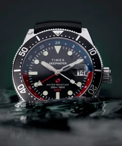 Timex Diver Inspired|Black Watches*Deepwater Reef 200 GMT 41mm Synthetic Rubber Strap Watch