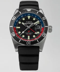 Timex Diver Inspired|Black Watches*Deepwater Reef 200 GMT 41mm Synthetic Rubber Strap Watch