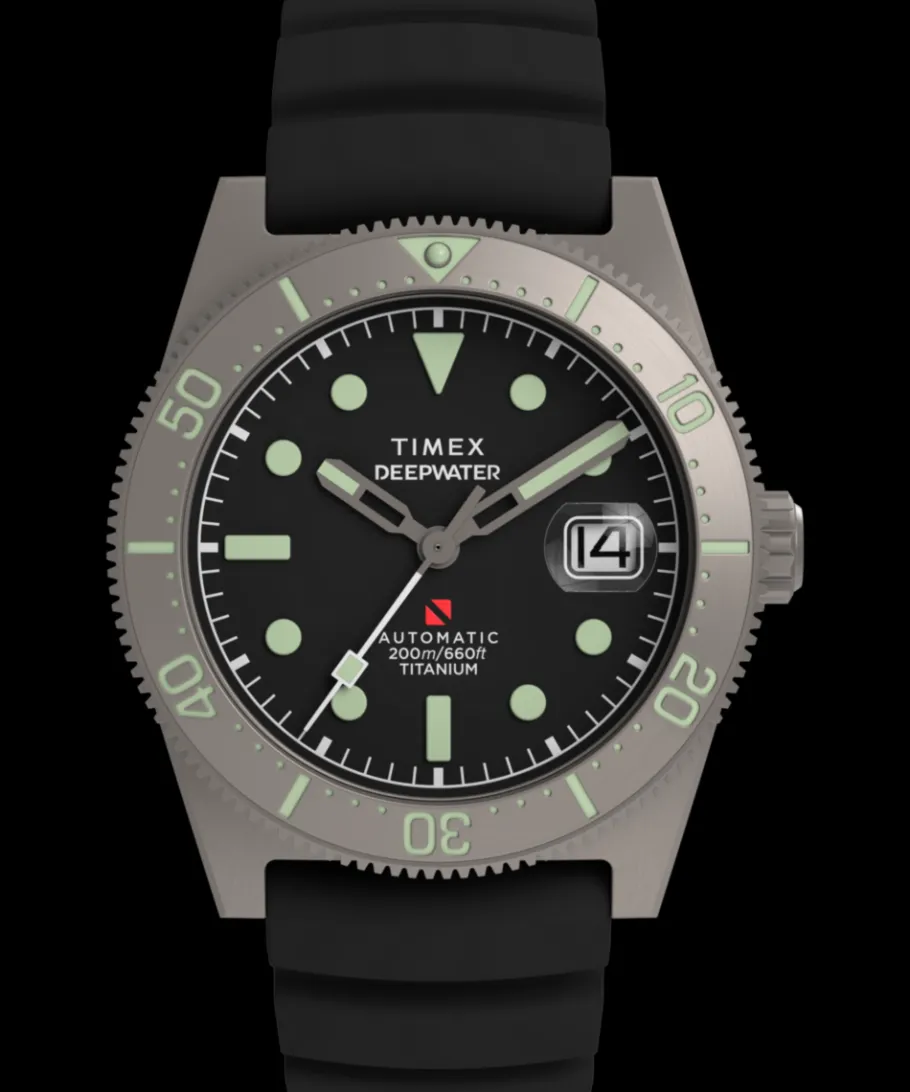 Timex Diver Inspired|Titanium*Deepwater Reef 200 Titanium Automatic 41mm Synthetic Rubber Strap Watc