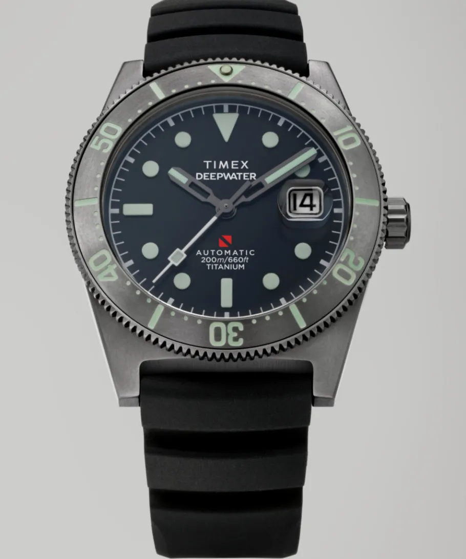 Timex Diver Inspired|Titanium*Deepwater Reef 200 Titanium Automatic 41mm Synthetic Rubber Strap Watc