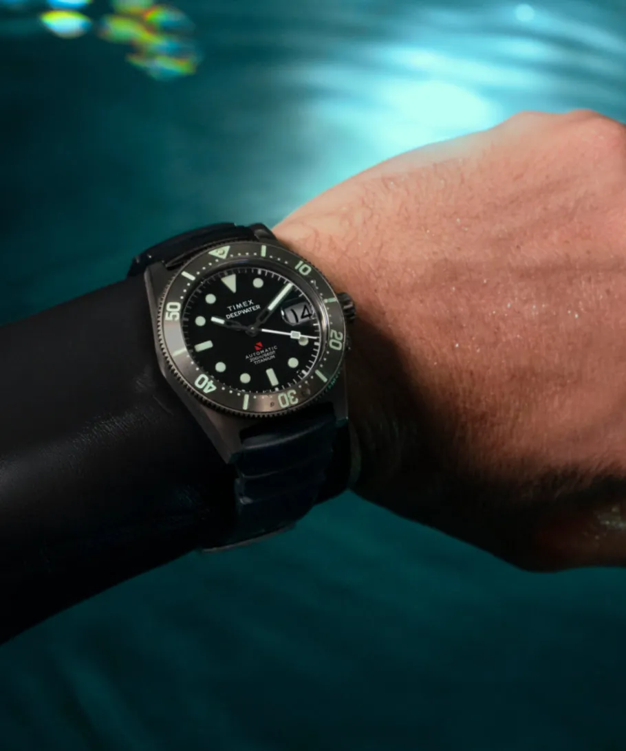 Timex Diver Inspired|Titanium*Deepwater Reef 200 Titanium Automatic 41mm Synthetic Rubber Strap Watc