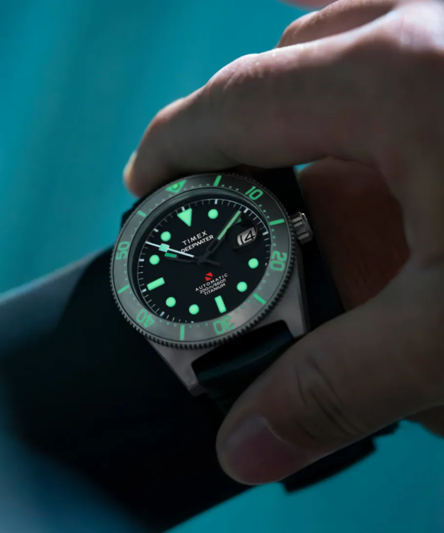 Timex Diver Inspired|Titanium*Deepwater Reef 200 Titanium Automatic 41mm Synthetic Rubber Strap Watc