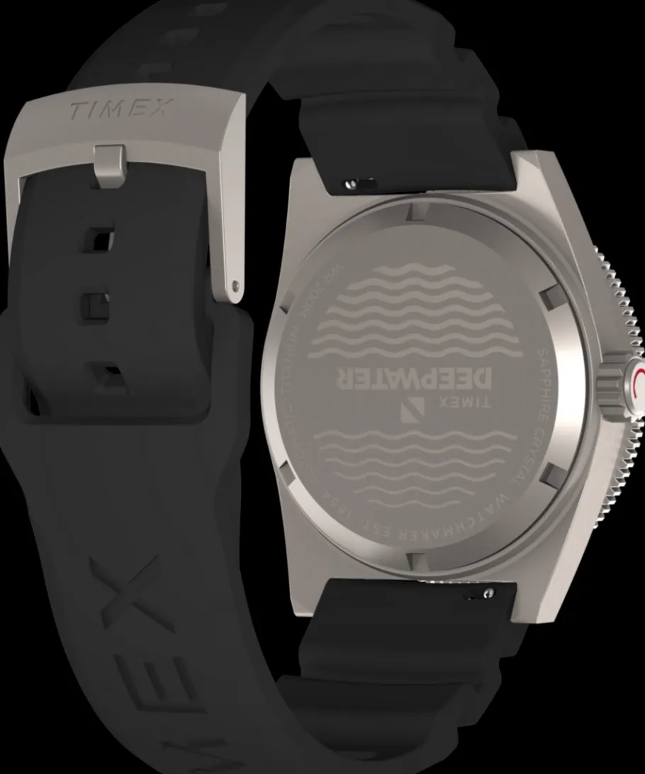 Timex Diver Inspired|Titanium*Deepwater Reef 200 Titanium Automatic 41mm Synthetic Rubber Strap Watc