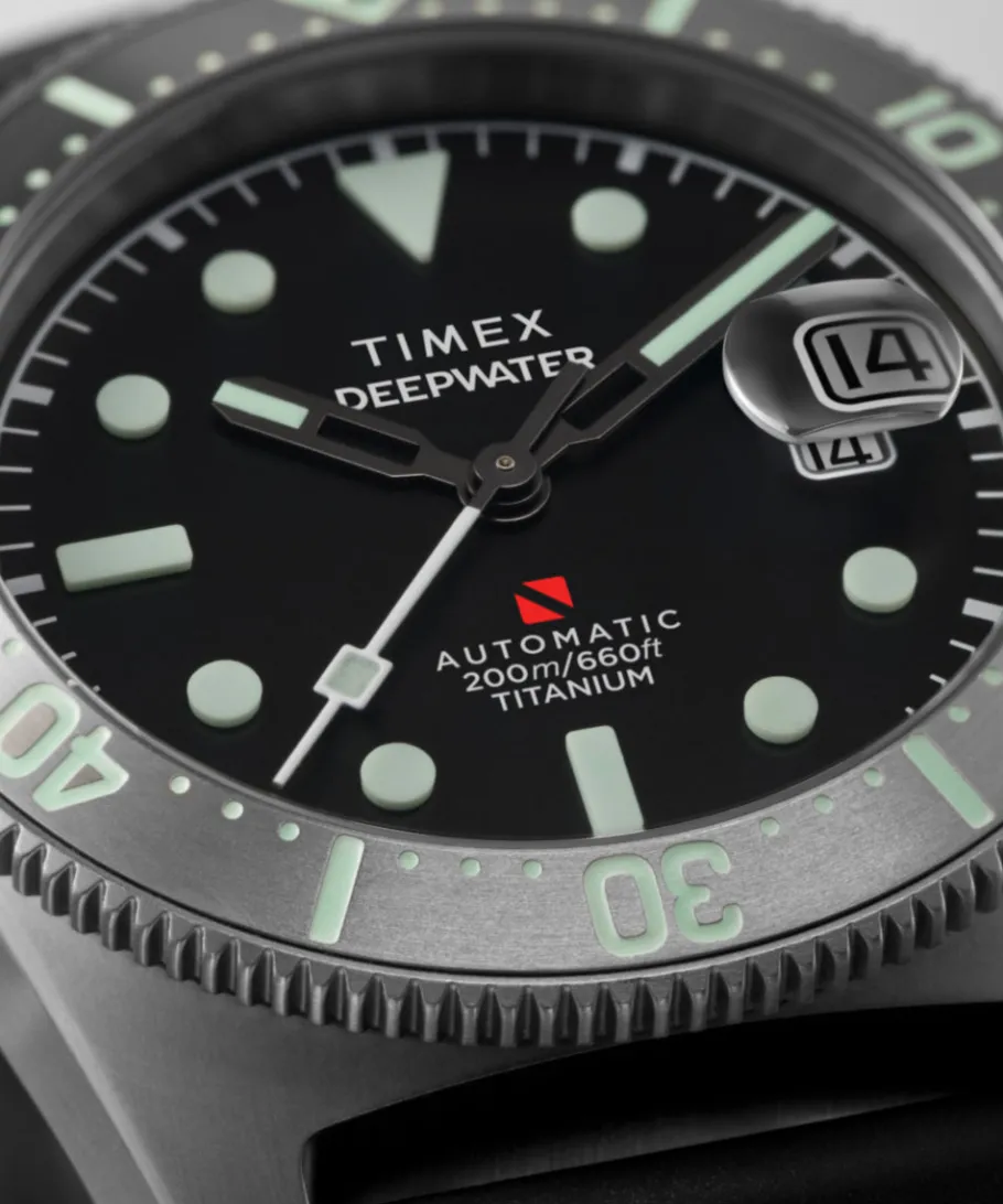 Timex Diver Inspired|Titanium*Deepwater Reef 200 Titanium Automatic 41mm Synthetic Rubber Strap Watc