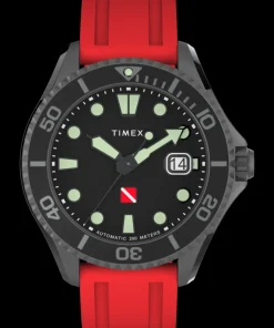 Timex Diver Inspired|Automatic*Deepwater Tiburón Automatic 43mm Synthetic Rubber Strap Watch