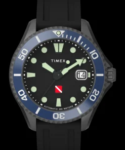 Timex Diver Inspired|Father's Day Gifts*Deepwater Tiburón Automatic 43mm Synthetic Rubber Strap Watch