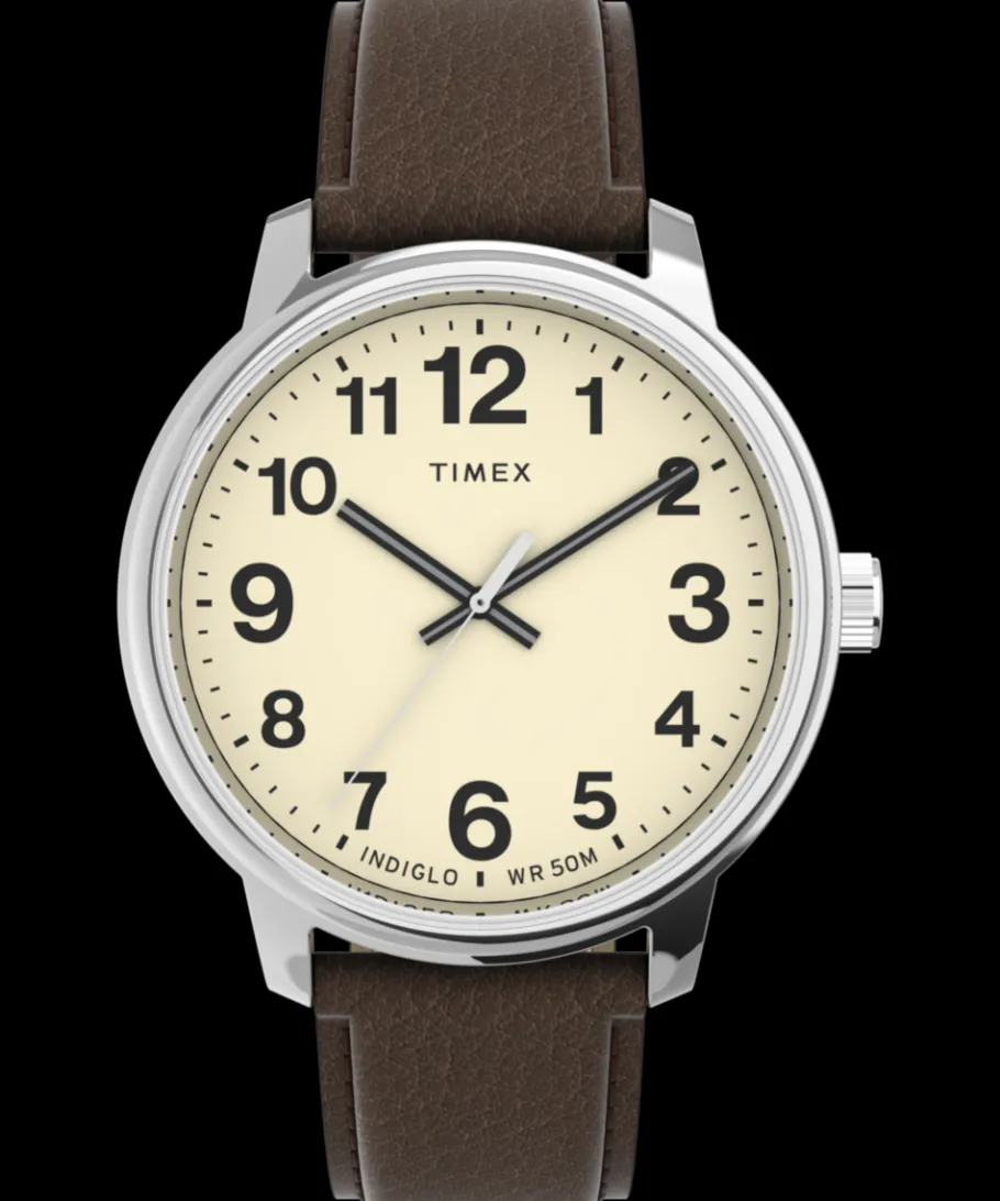Timex Leather*Easy Reader® Bold 43mm Leather Strap Watch