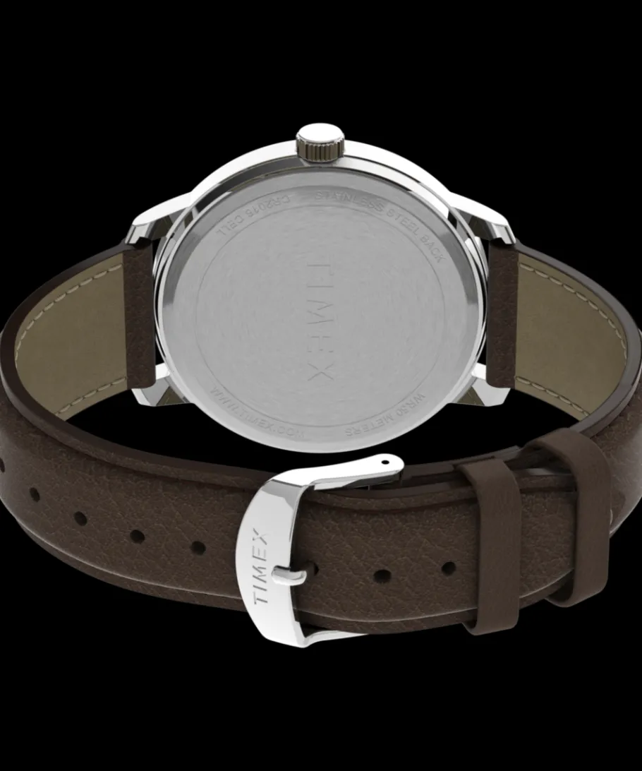 Timex Leather*Easy Reader® Bold 43mm Leather Strap Watch