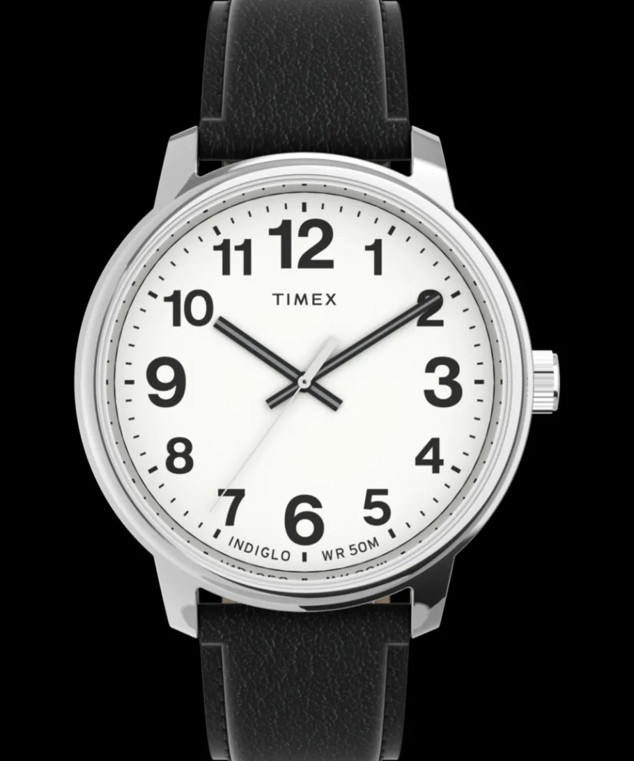 Timex Leather*Easy Reader Bold 43mm Leather Strap Watch
