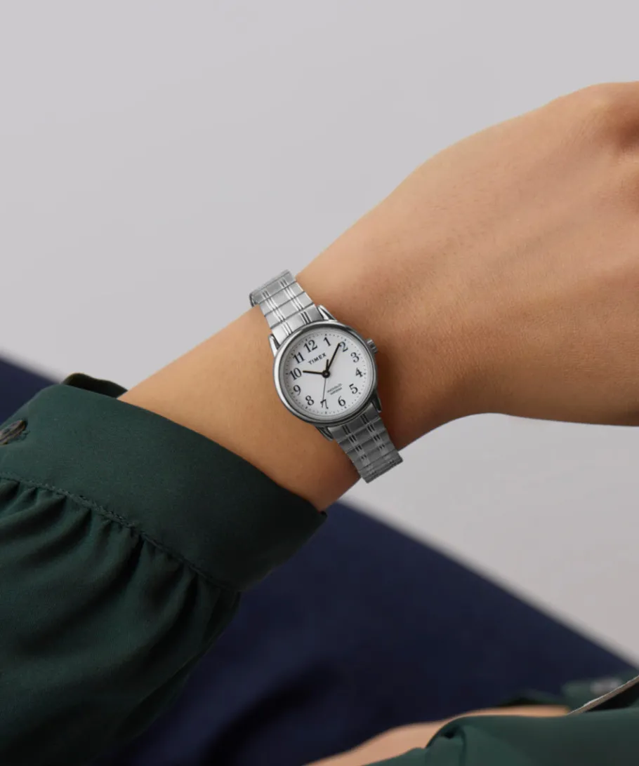 Women Timex Small*Easy Reader 25mm Stainless Steel Expansion Band Watch