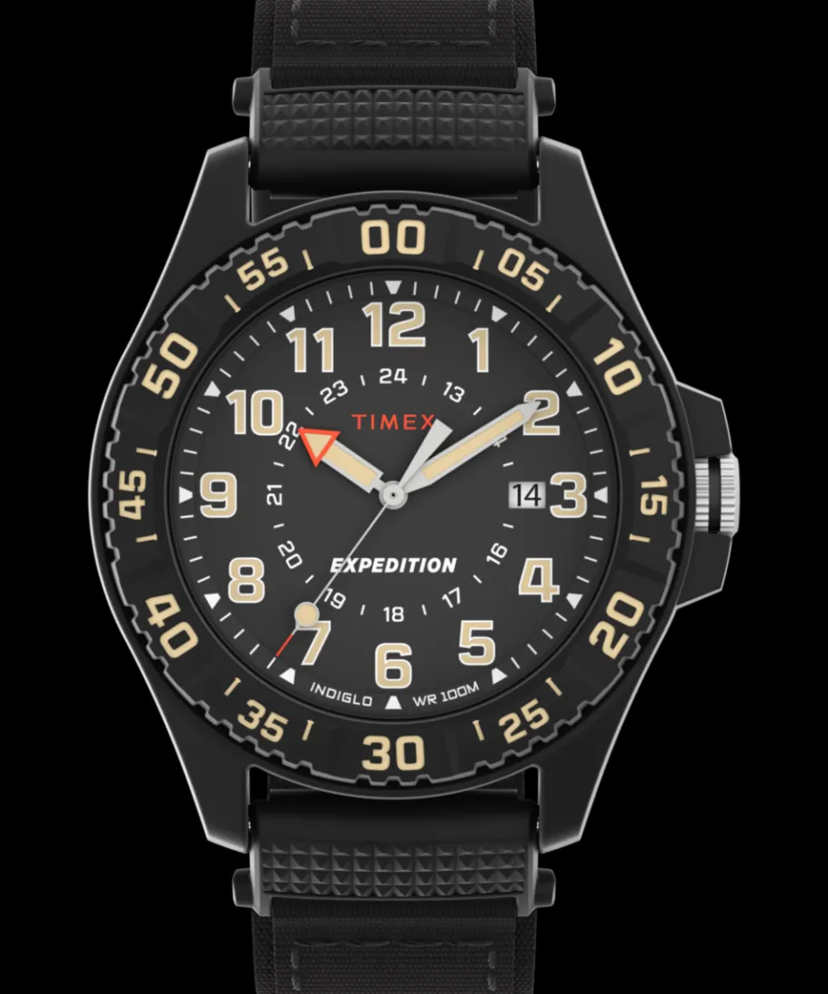 Timex Black Watches*Expedition® Acadia Rugged 42mm Mixed Material Fabric Strap Watch