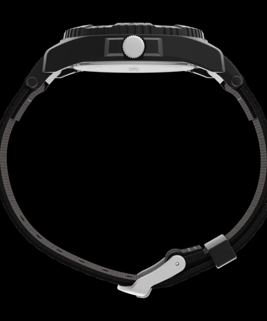 Timex Black Watches*Expedition® Acadia Rugged 42mm Mixed Material Fabric Strap Watch
