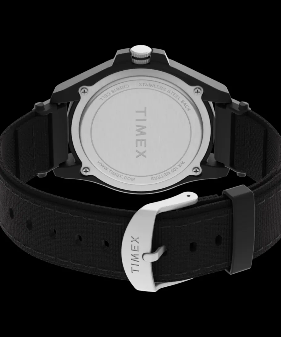 Timex Black Watches*Expedition® Acadia Rugged 42mm Mixed Material Fabric Strap Watch