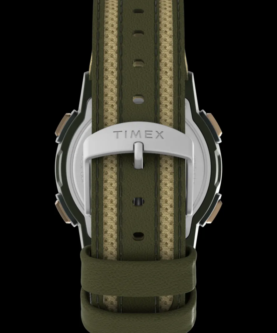 Timex Leather|Digital*Expedition CAT5 40mm Leather and Fabric Strap Watch