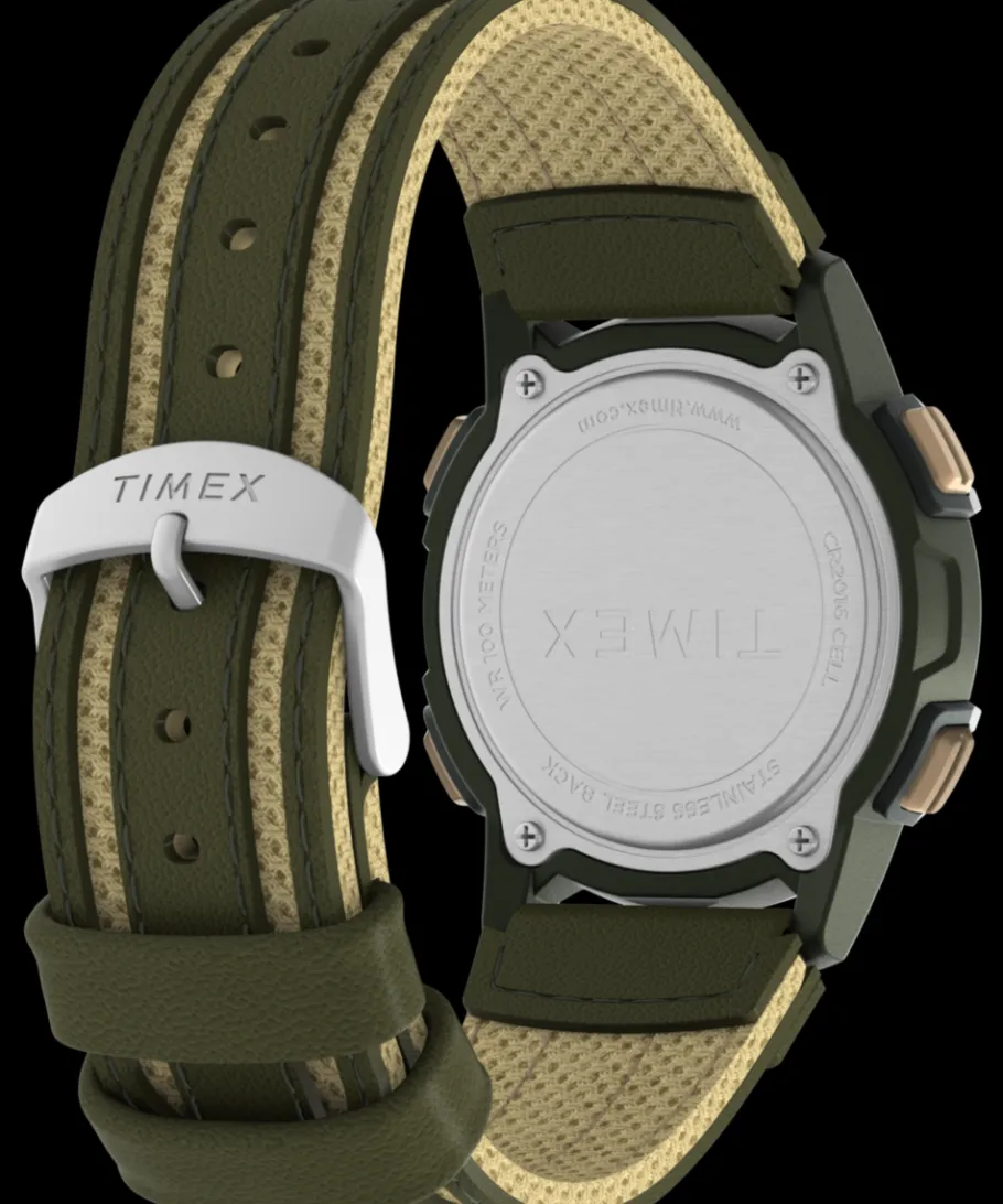 Timex Leather|Digital*Expedition CAT5 40mm Leather and Fabric Strap Watch