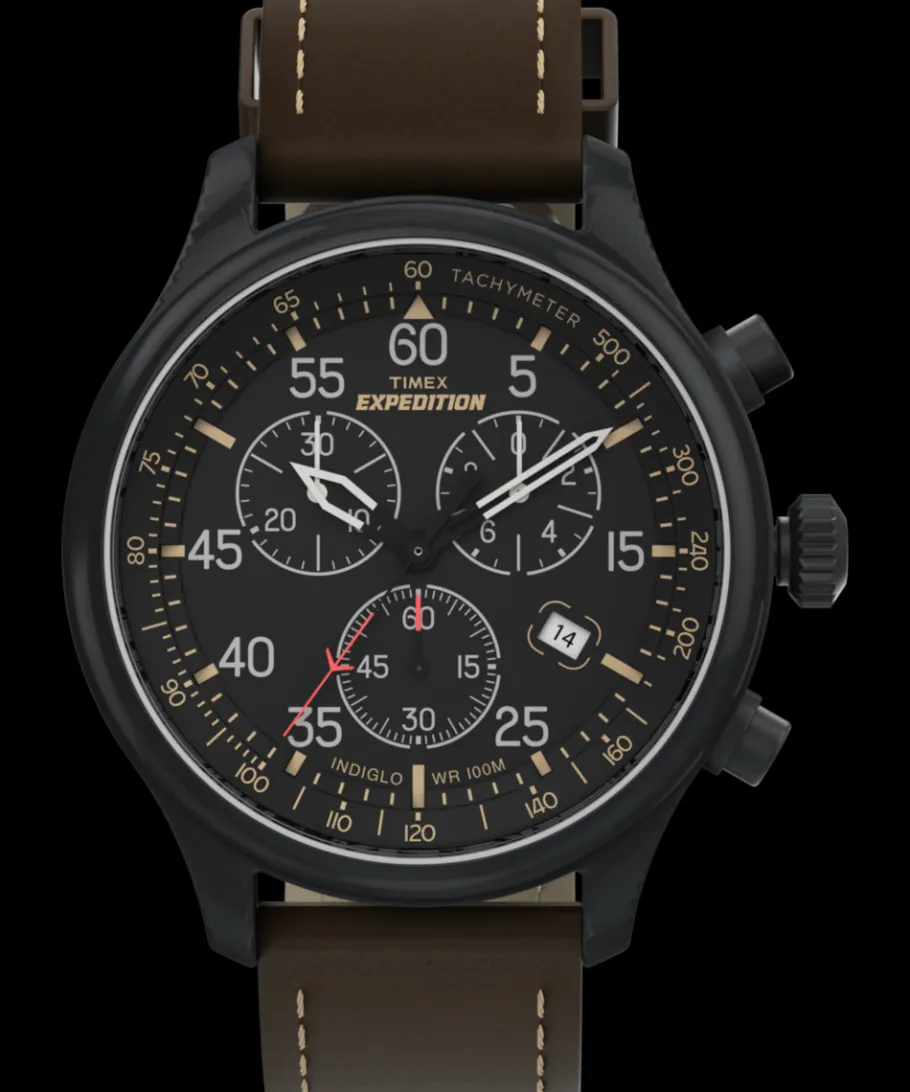 Timex Leather|Chronograph*Expedition Field Leather Chronograph Watch |