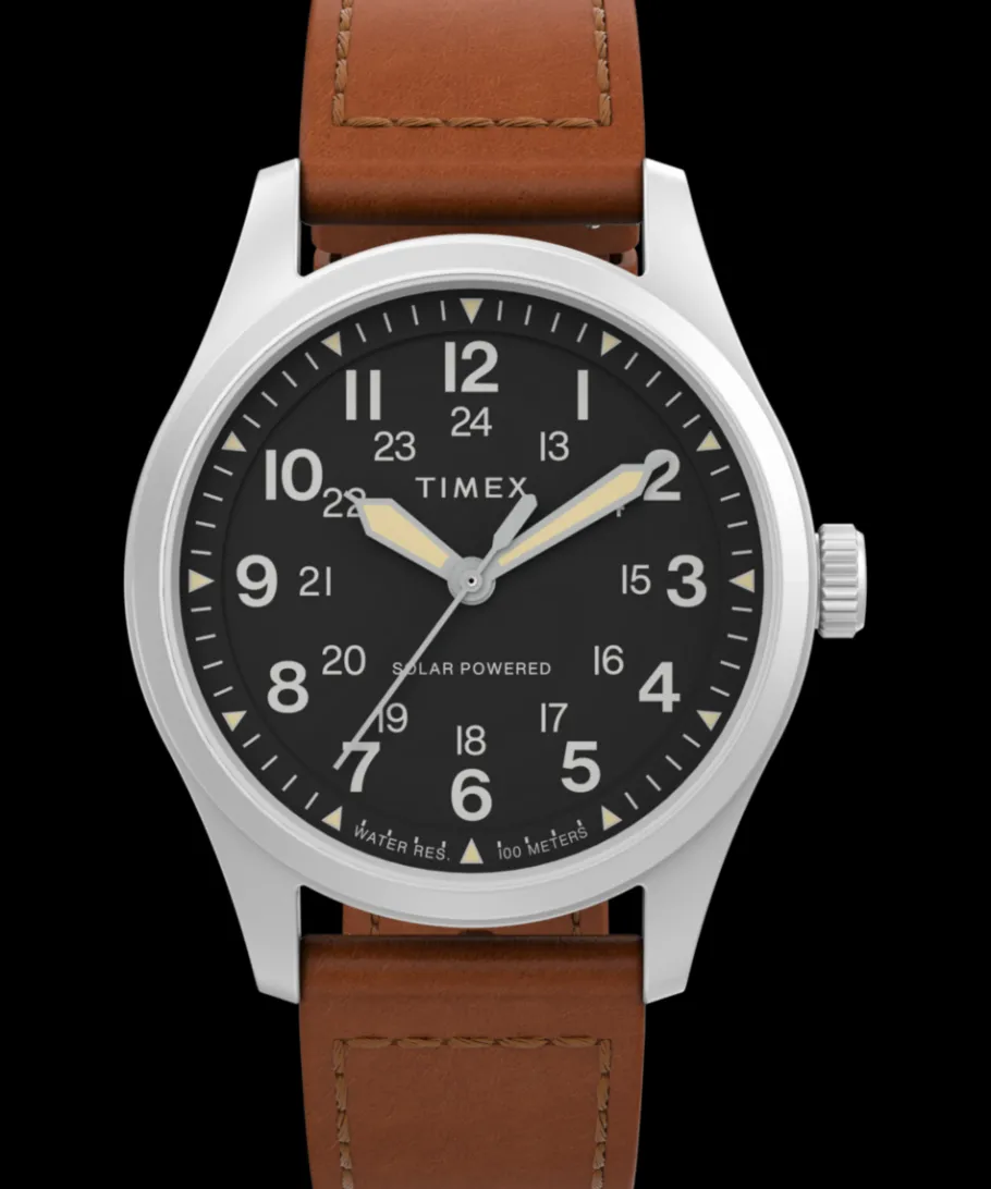 Timex Military Inspired|Leather*Expedition Field Post Solar 36mm Eco-Friendly Leather Strap Watch