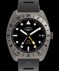 Timex Titanium|Black Watches*Expedition GMT Titanium Automatic 41mm Silicone Strap Watch