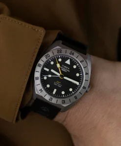 Timex Titanium|Black Watches*Expedition GMT Titanium Automatic 41mm Silicone Strap Watch