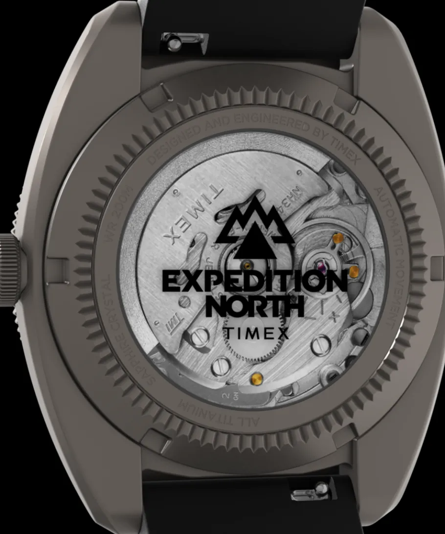 Timex Titanium|Black Watches*Expedition GMT Titanium Automatic 41mm Silicone Strap Watch