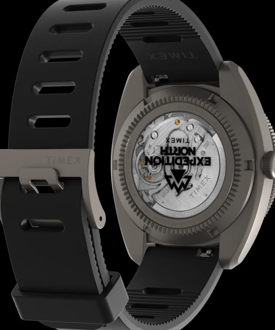 Timex Titanium|Black Watches*Expedition GMT Titanium Automatic 41mm Silicone Strap Watch