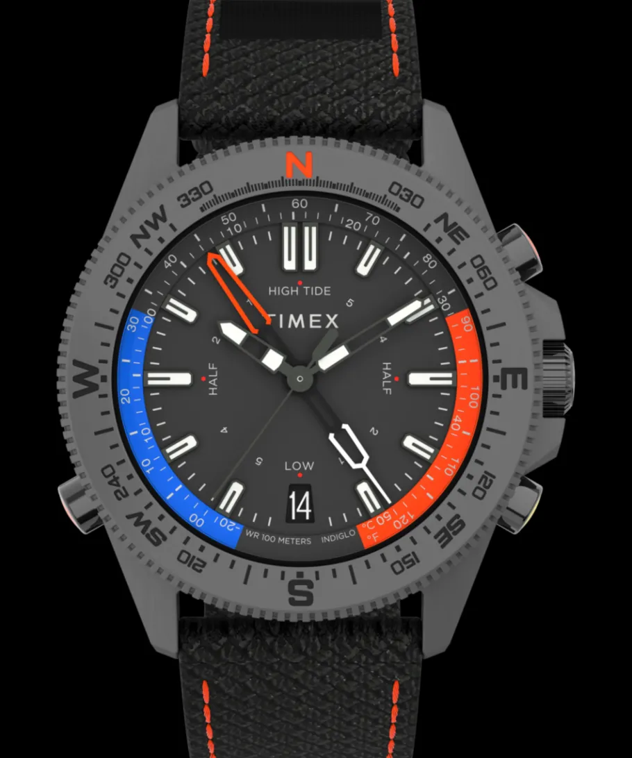 Timex Black Watches|Father's Day Gifts*Expedition Tide-Temp-Compass 43mm Eco-Friendly Fabric Strap Watch