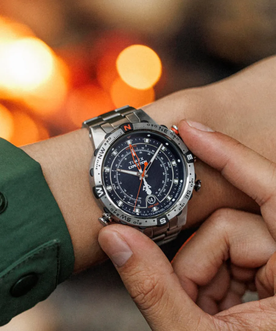 Timex Stainless Steel|Father's Day Gifts*Expedition Tide-Temp-Compass 45mm Stainless Steel Bracelet Watch
