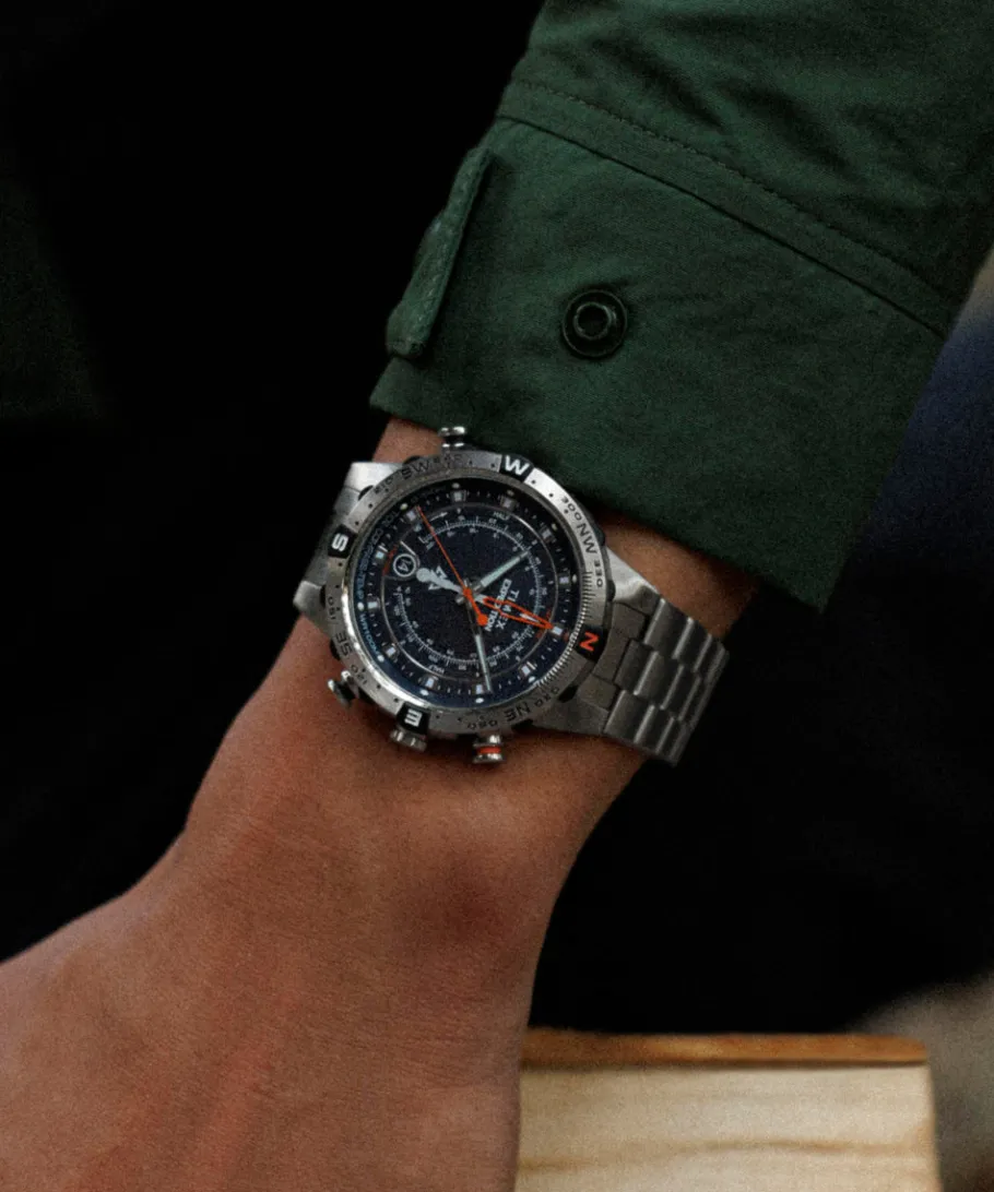 Timex Stainless Steel|Father's Day Gifts*Expedition Tide-Temp-Compass 45mm Stainless Steel Bracelet Watch