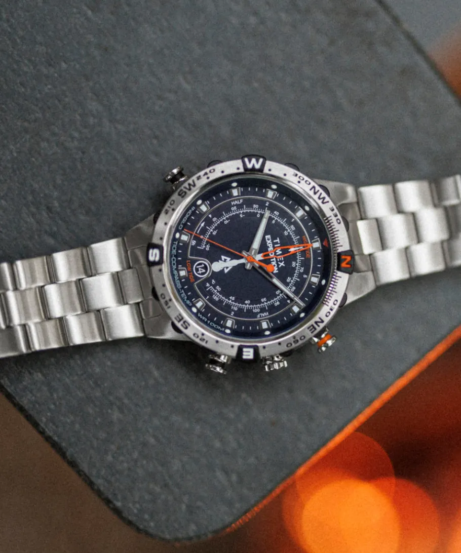 Timex Stainless Steel|Father's Day Gifts*Expedition Tide-Temp-Compass 45mm Stainless Steel Bracelet Watch