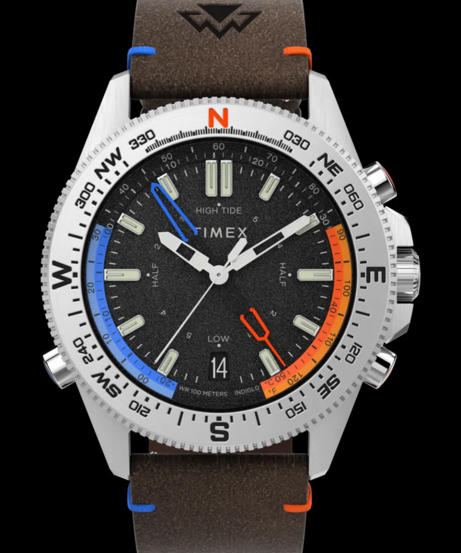 Timex Leather|Father's Day Gifts*Expedition Tide-Temp-Compass 43mm Eco-Friendly Leather Strap Watch