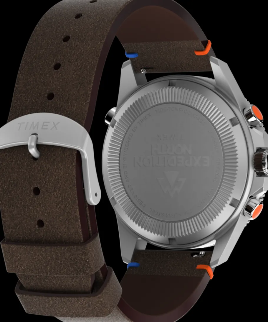 Timex Leather|Father's Day Gifts*Expedition Tide-Temp-Compass 43mm Eco-Friendly Leather Strap Watch