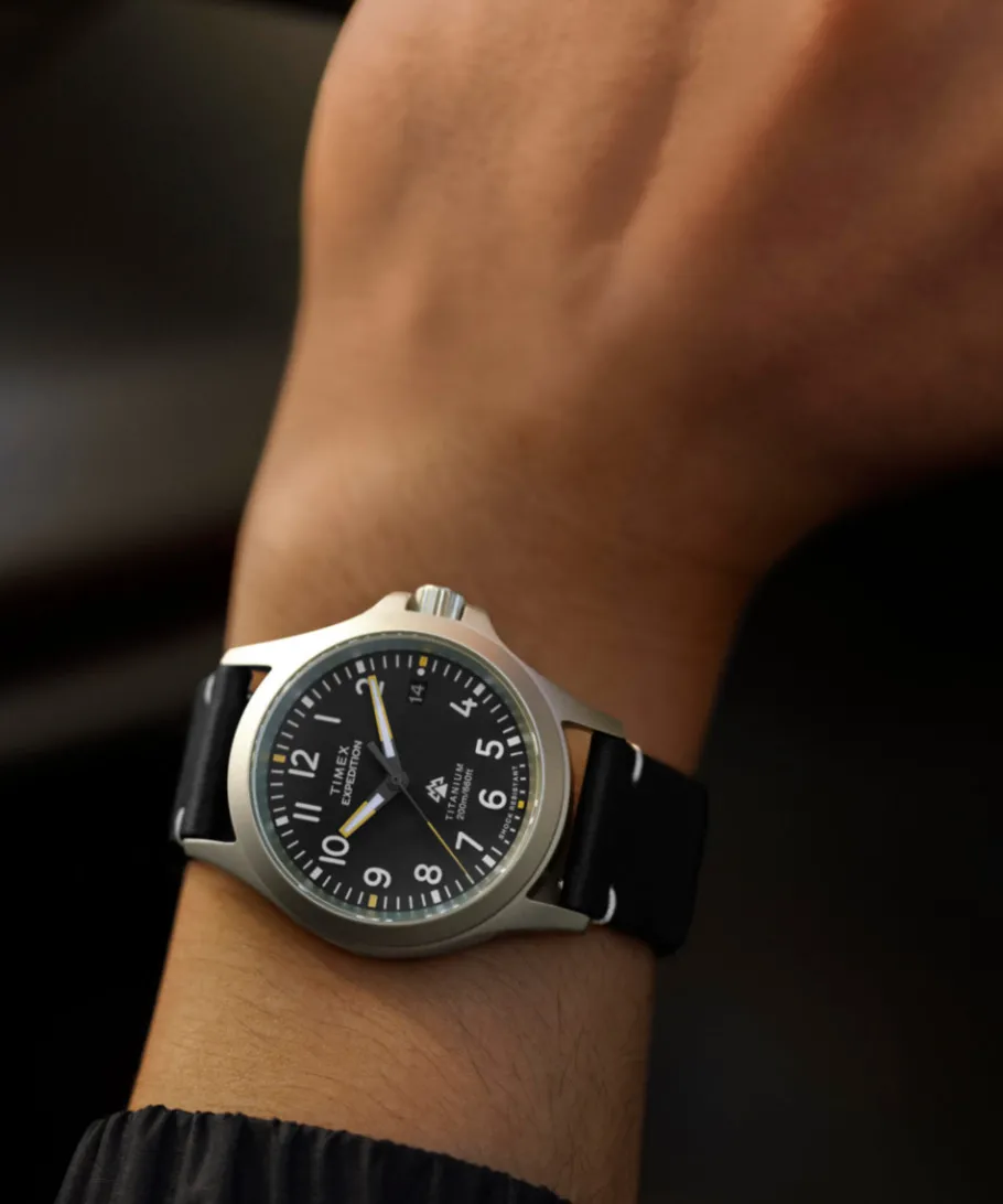 Timex Titanium|Leather*Expedition Titanium 38mm Leather Strap Watch