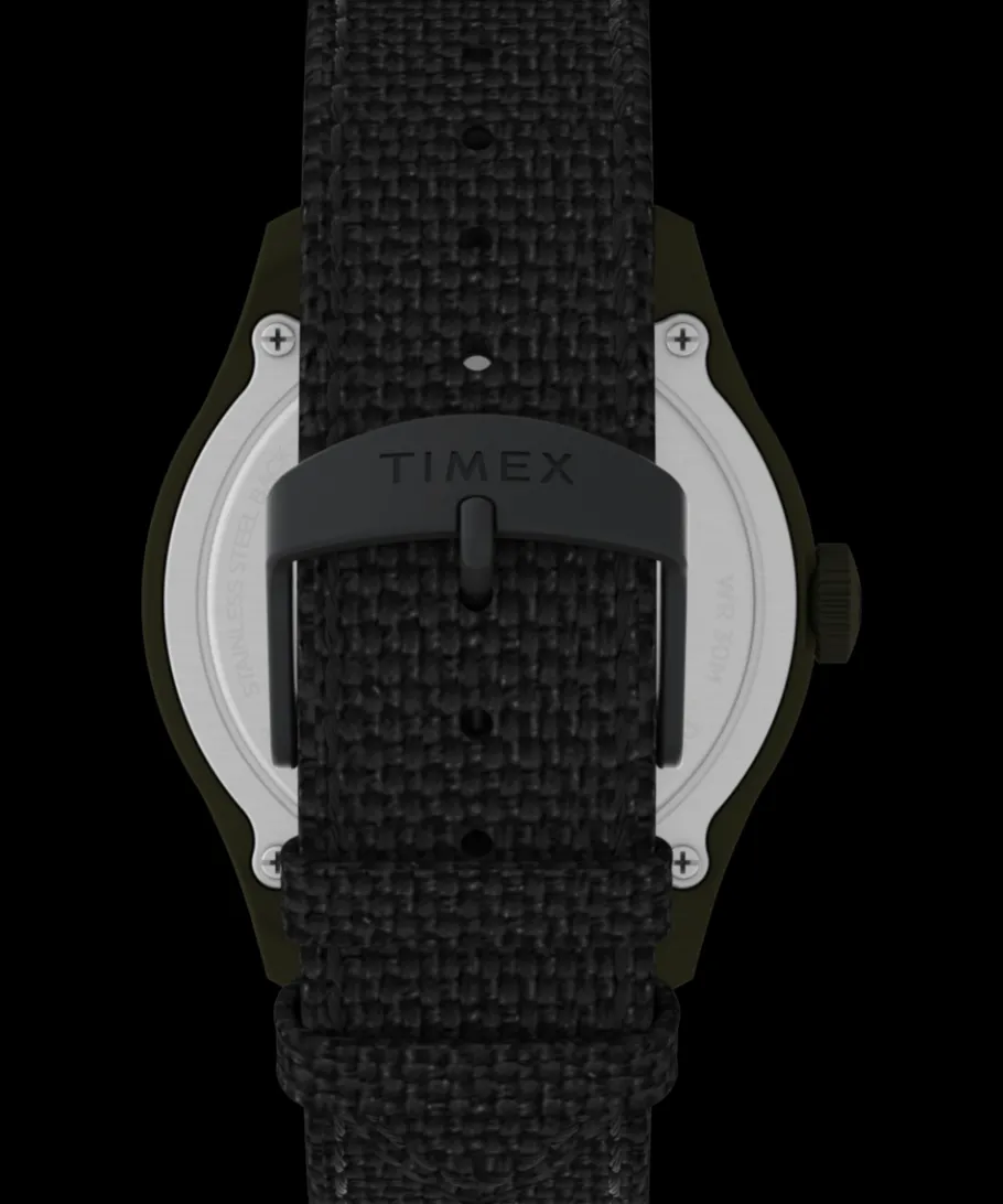 Timex Black Watches*Expedition Traprock 43mm Recycled Fabric Strap Watch