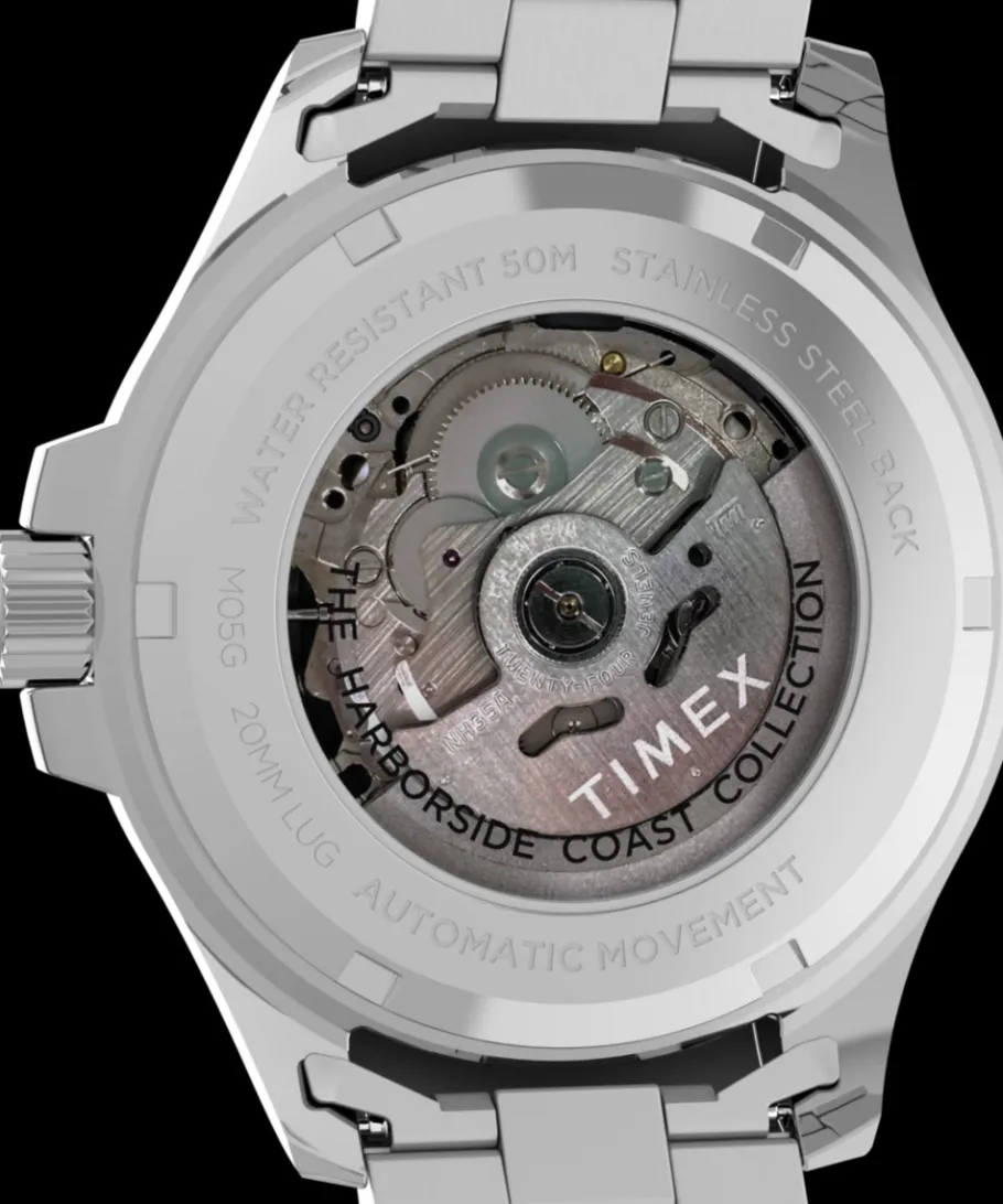 Timex Stainless Steel|Automatic*Harborside Coast Automatic 43mm Stainless Steel Bracelet Watch