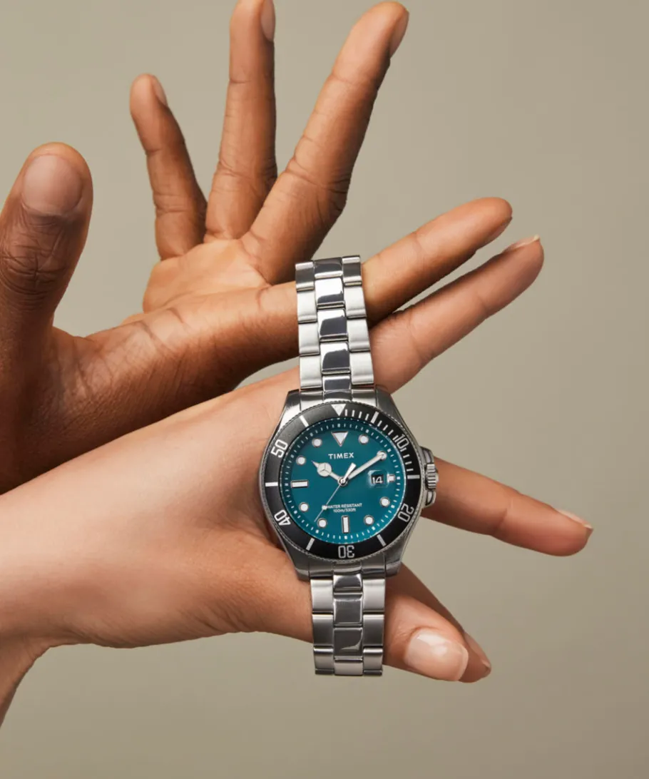 Timex Stainless Steel|Diver Inspired*Harborside Coast 43mm Stainless Steel Bracelet Watch