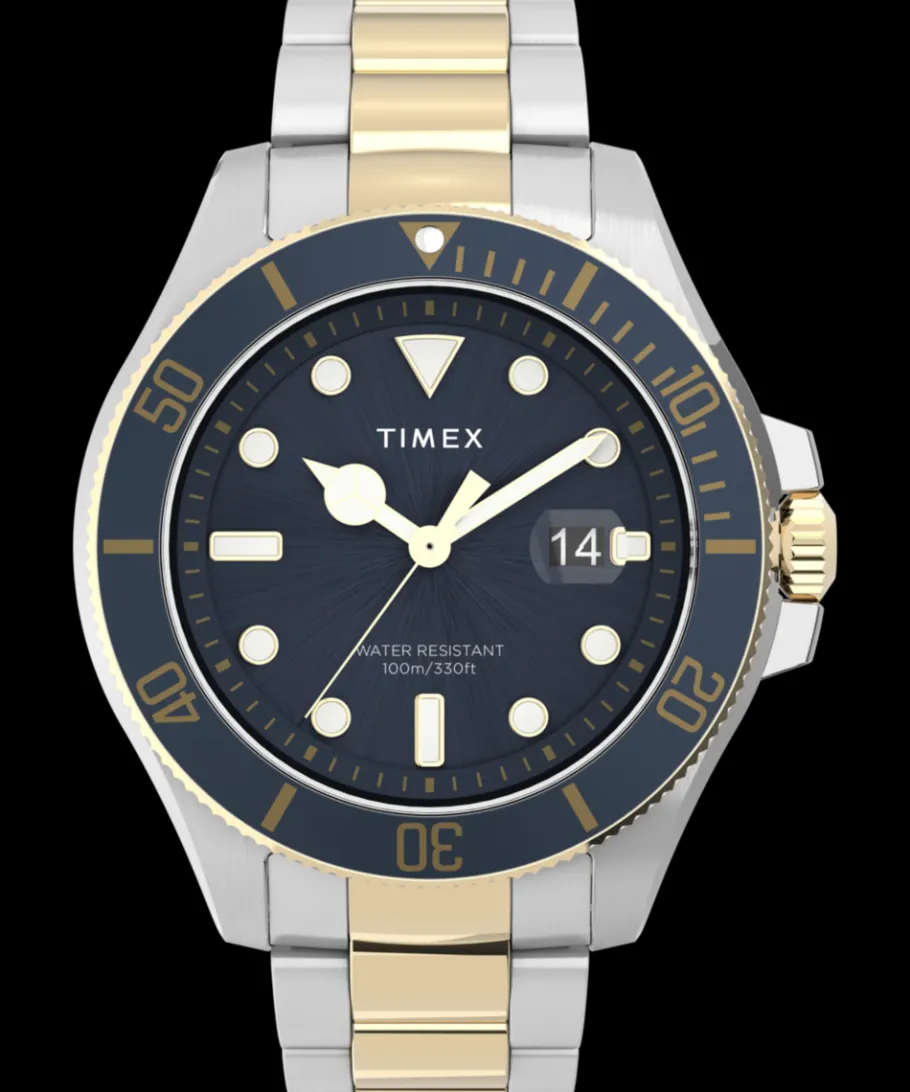 Timex Stainless Steel|Diver Inspired*Harborside Coast 43mm Stainless Steel Bracelet Watch