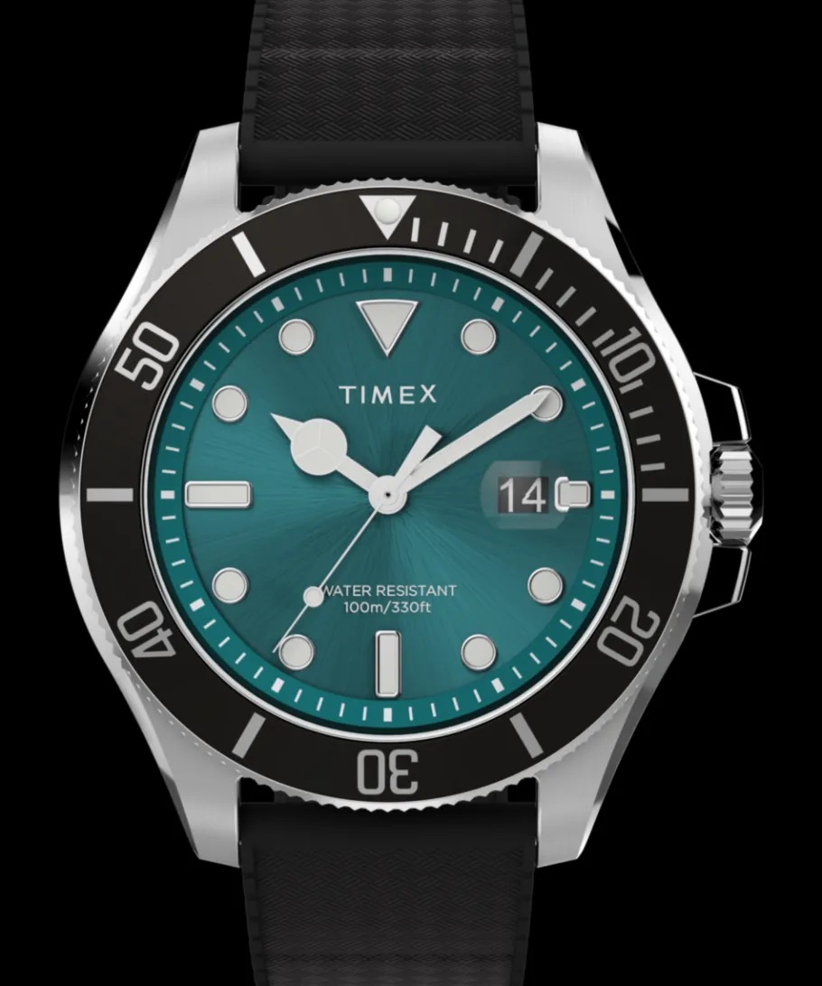 Timex Diver Inspired*Harborside Coast 43mm Synthetic Rubber Strap Watch