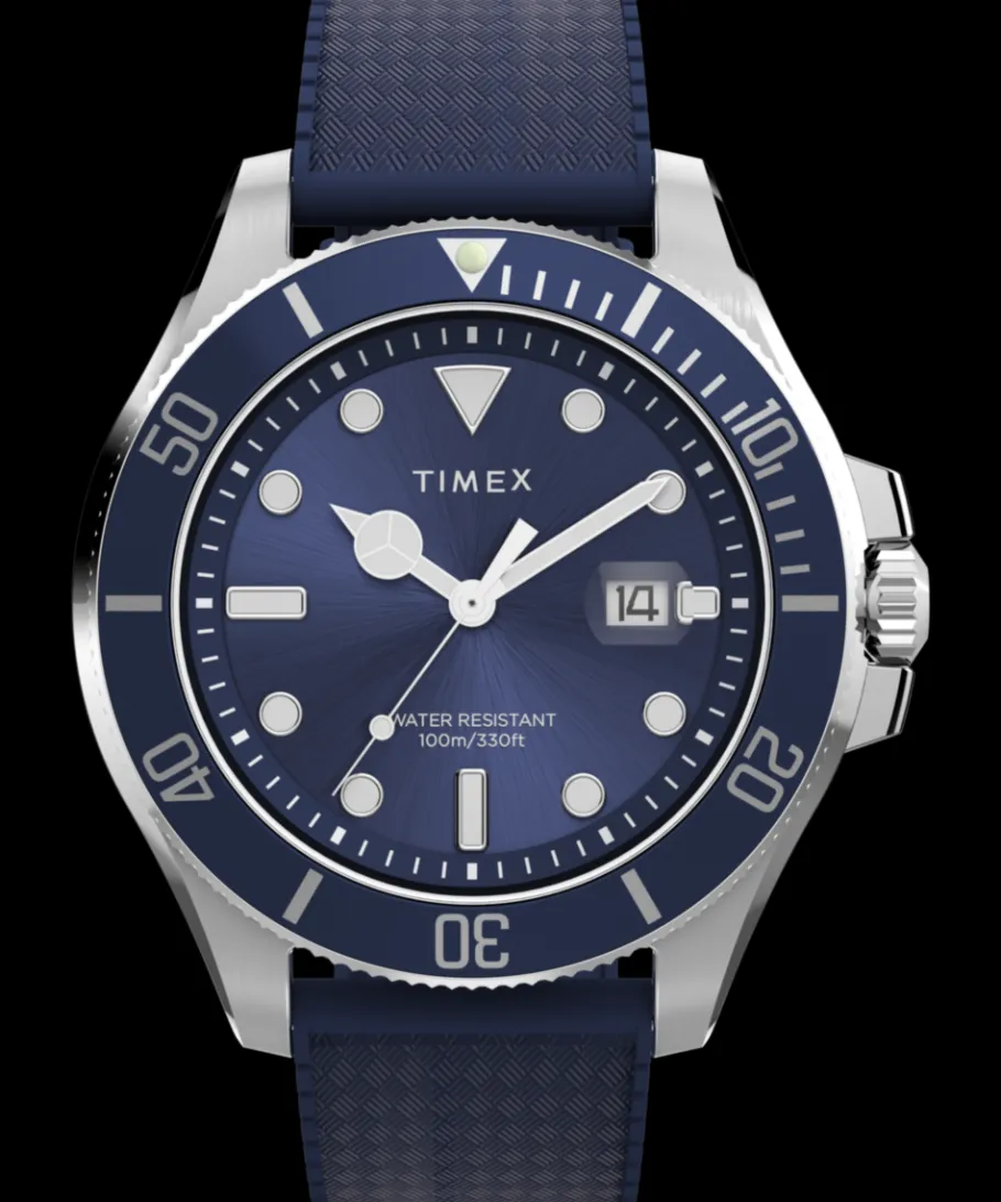 Timex Diver Inspired*Harborside Coast 44mm Synthetic Rubber Strap Watch