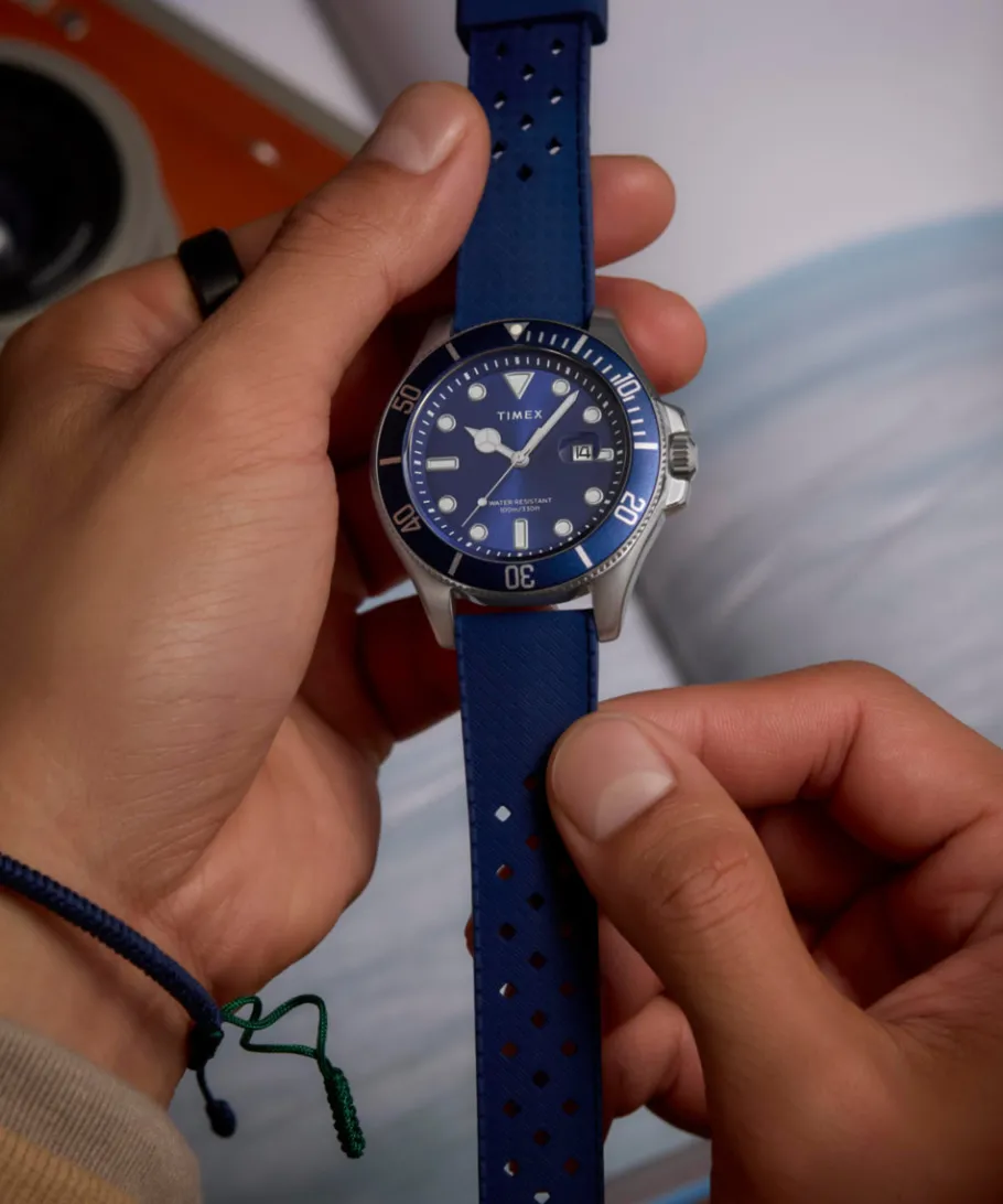 Timex Diver Inspired*Harborside Coast 44mm Synthetic Rubber Strap Watch