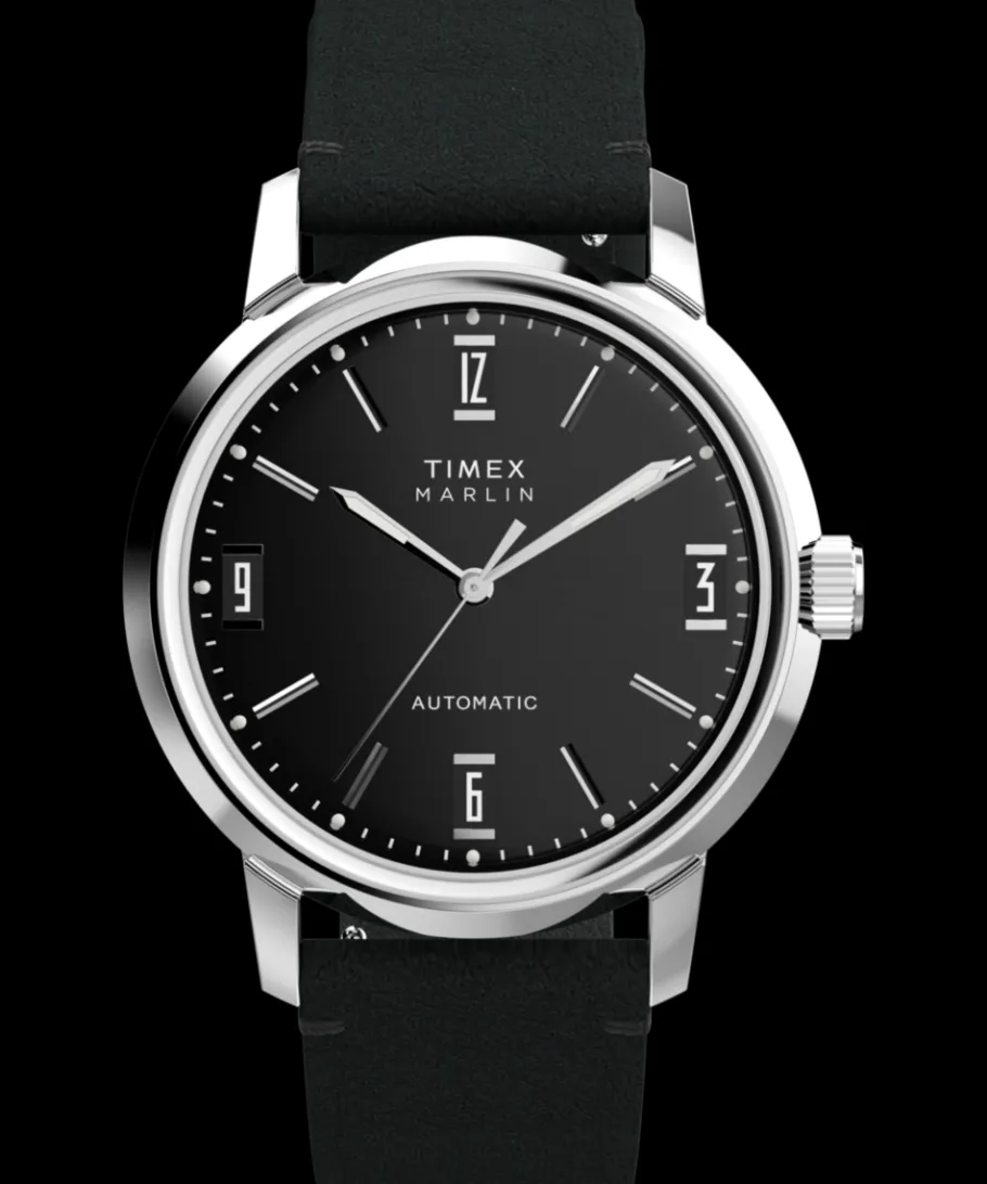 Timex Leather|Black Watches*Marlin® Automatic 40mm Leather Strap Watch